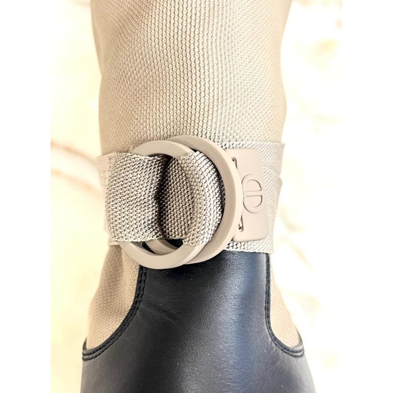 Dior D-Major boots in taupe technical fabric and black calfskin
