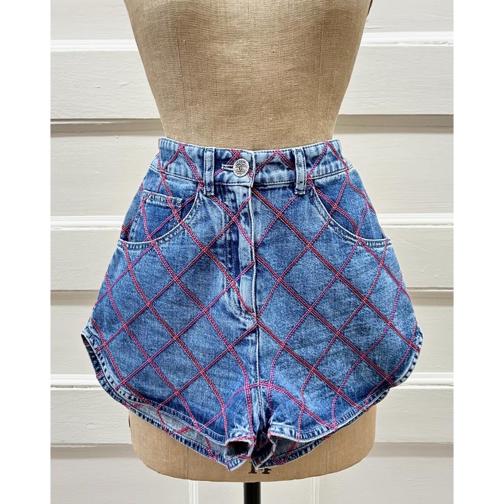 Chanel 2022 Coco Beach quilted denim shorts
