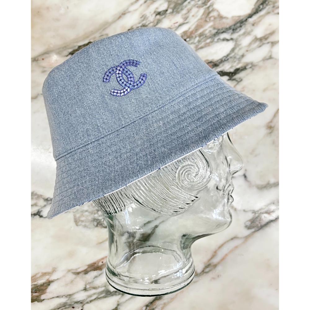 Chanel denim w sequin CC bucket hat, reversible
