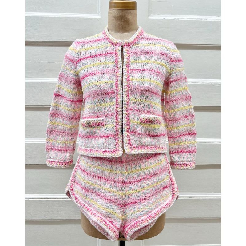 Chanel 2024 LOVE COCO cotton candy striped knit jacket - The Cat's