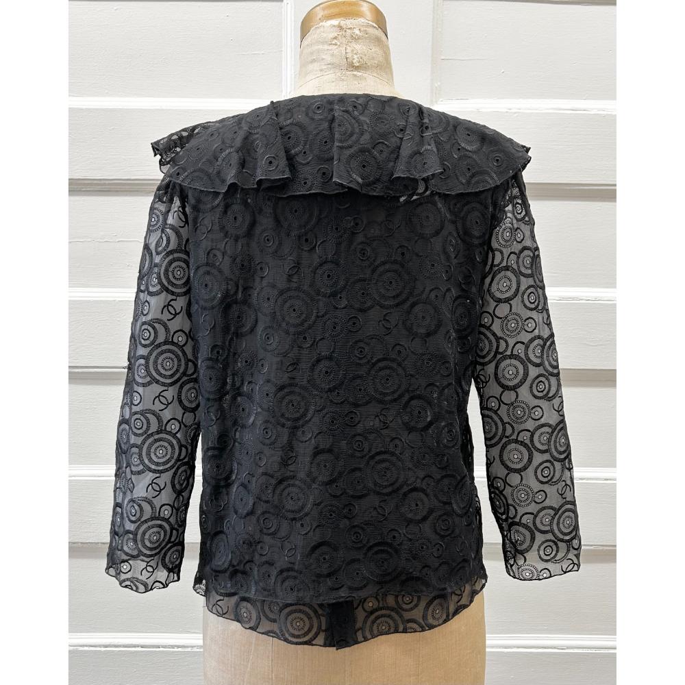 Chanel 2001 black embroidered chiffon top set