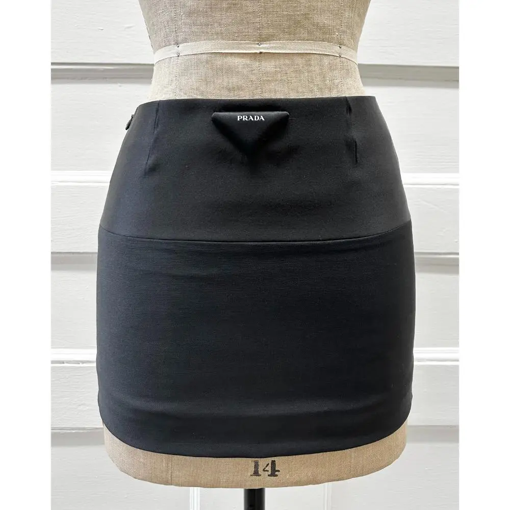 Prada 2023 black cummerbund effect mini skirt