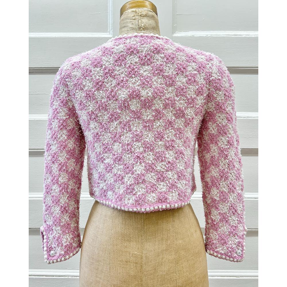 Chanel 2023 pink & ecru knit jacket