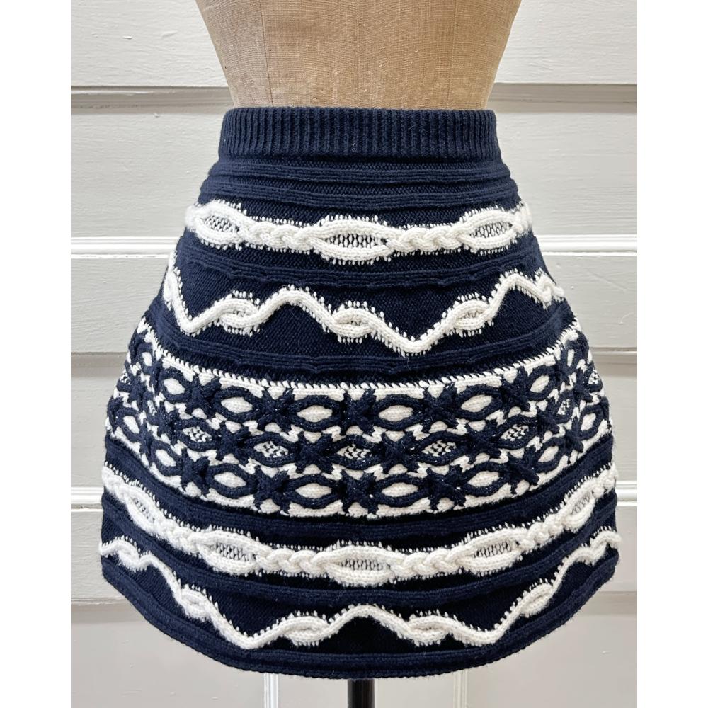 Chanel 2018 Paris Hamburg navy & cream knit mini skirt