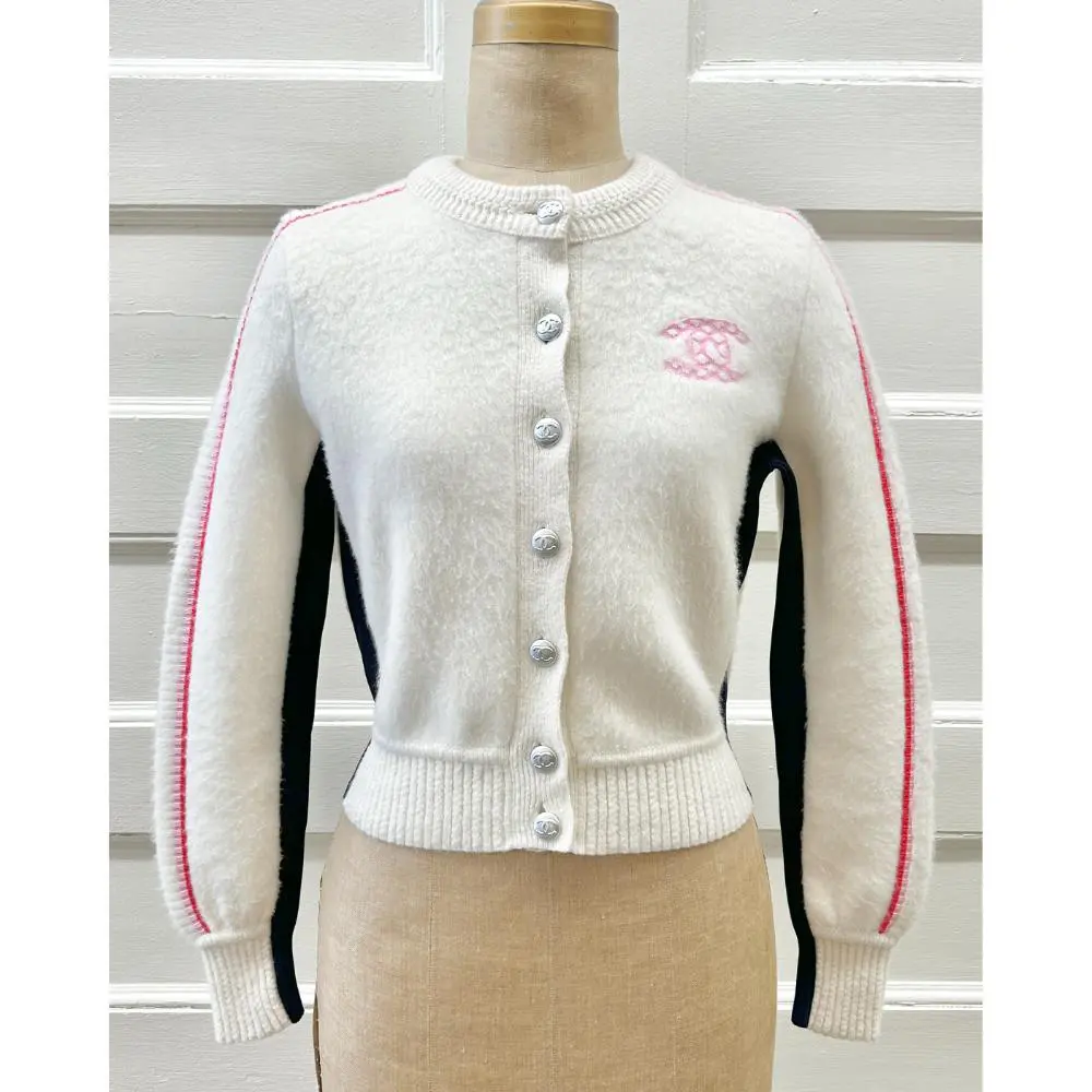 Chanel 2021 cream cashmere sporty cardigan