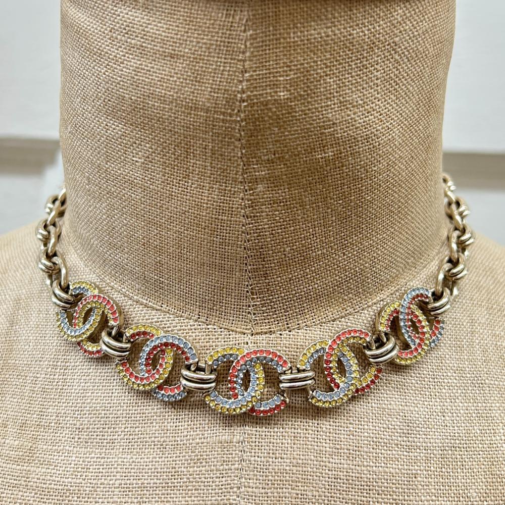 Chanel 2023 crystal logos choker necklace