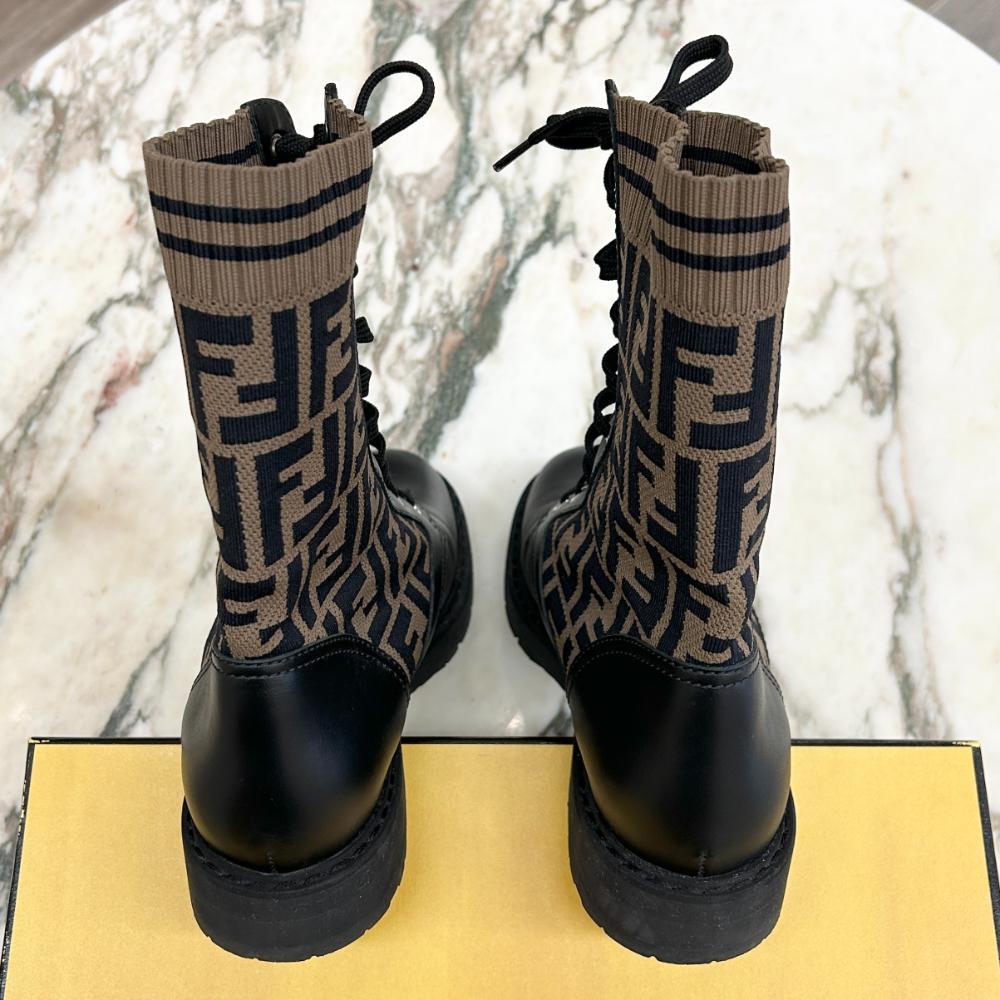 Fendi combat boots w/ logo print ~ sz 40.5