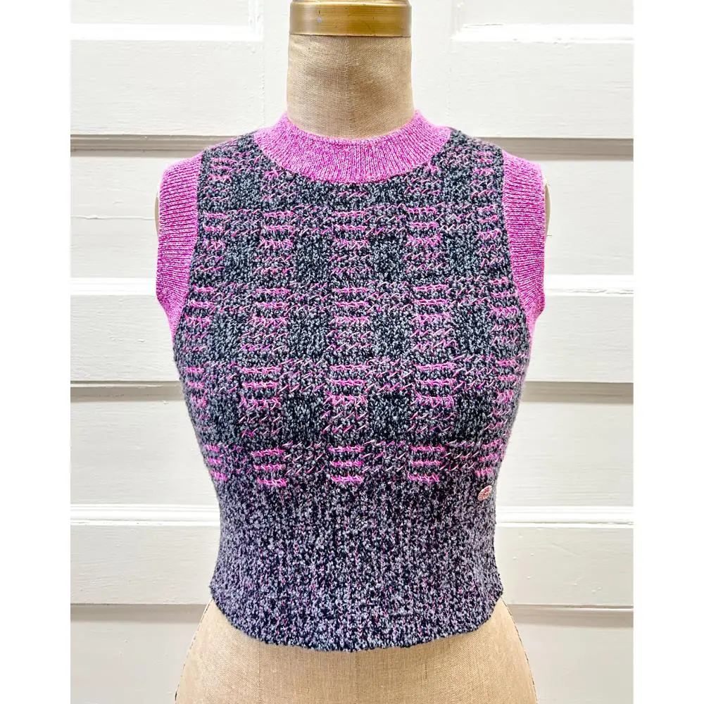 Chanel 2022 knit vest in black, grey & pink