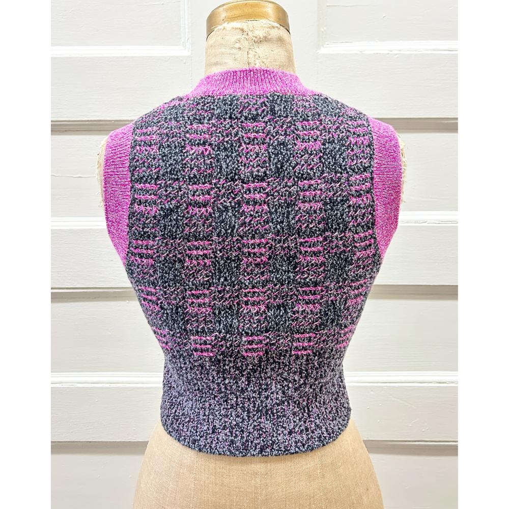 Chanel 2022 knit vest in black, grey & pink