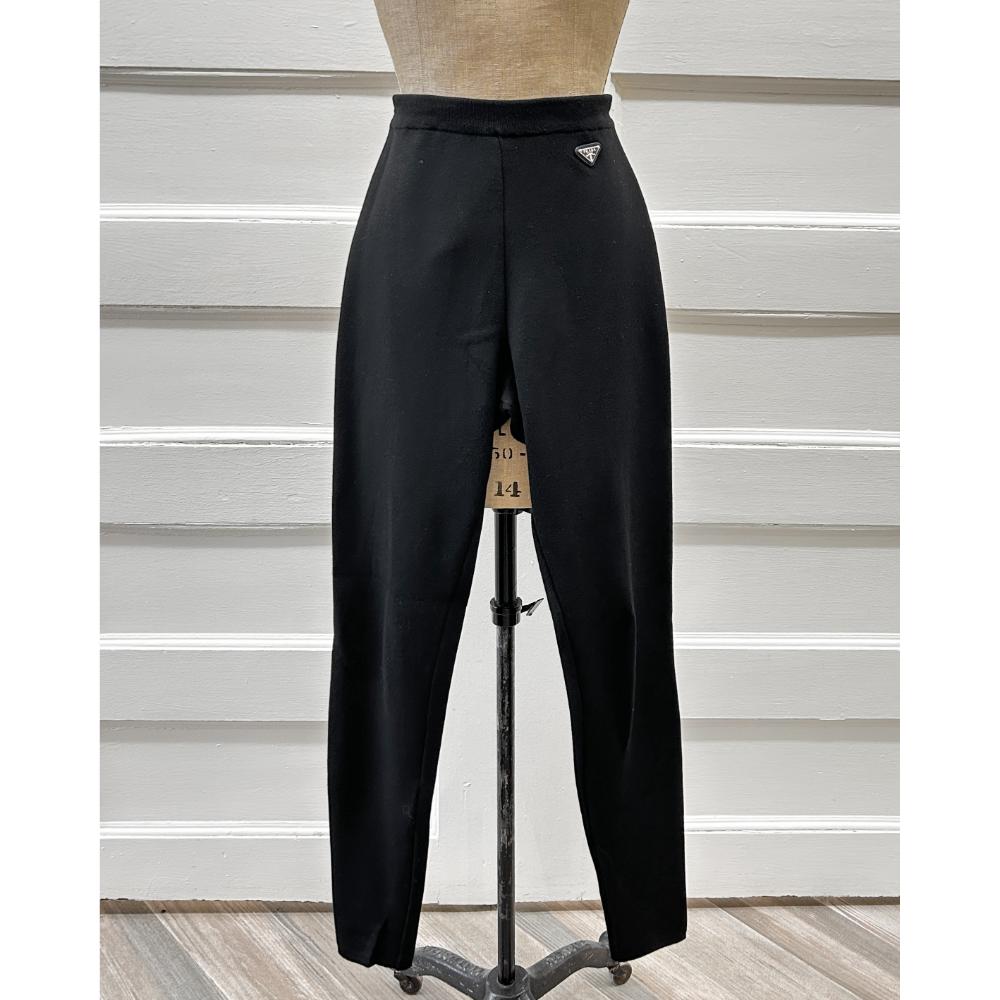 Prada black wool high rise leggings