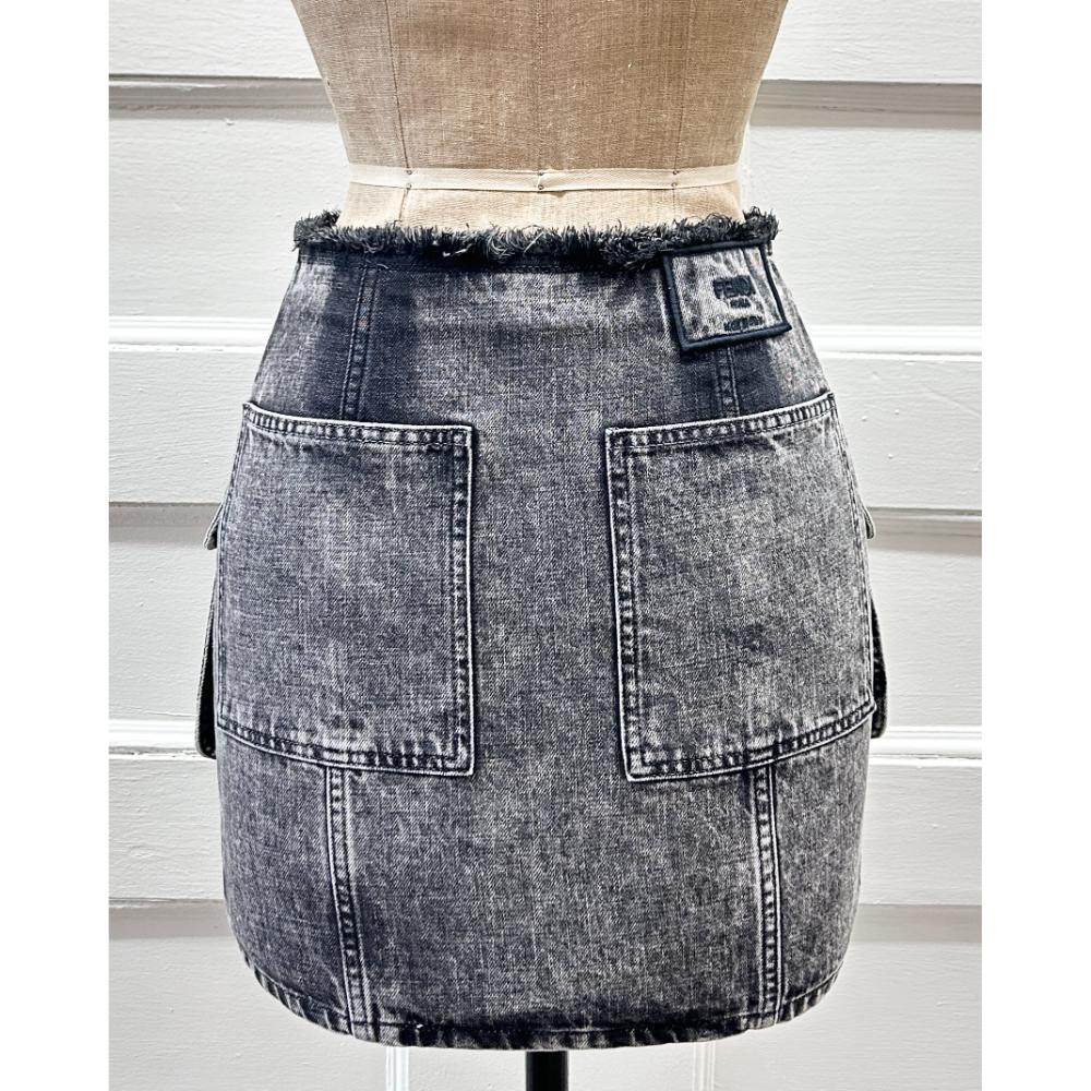 Fendi grey acid wash denim mini skirt
