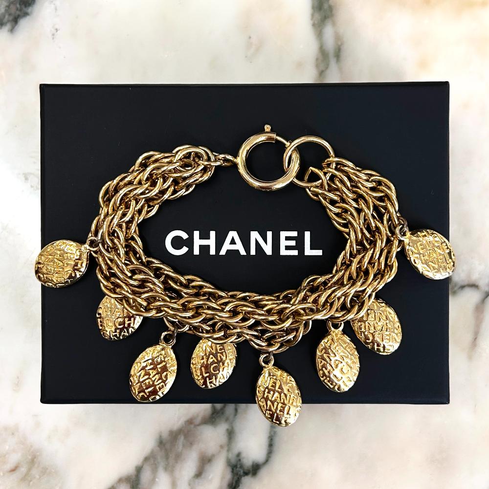 Chanel 1980's gold chains and charms bracelet