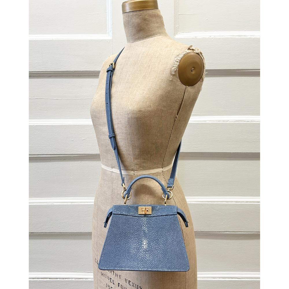 Fendi Peekaboo ISeeU Petite bag in bluish grey stingray