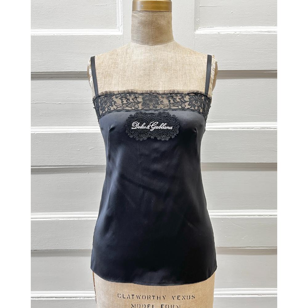Dolce & Gabbana black silk & lace camisole
