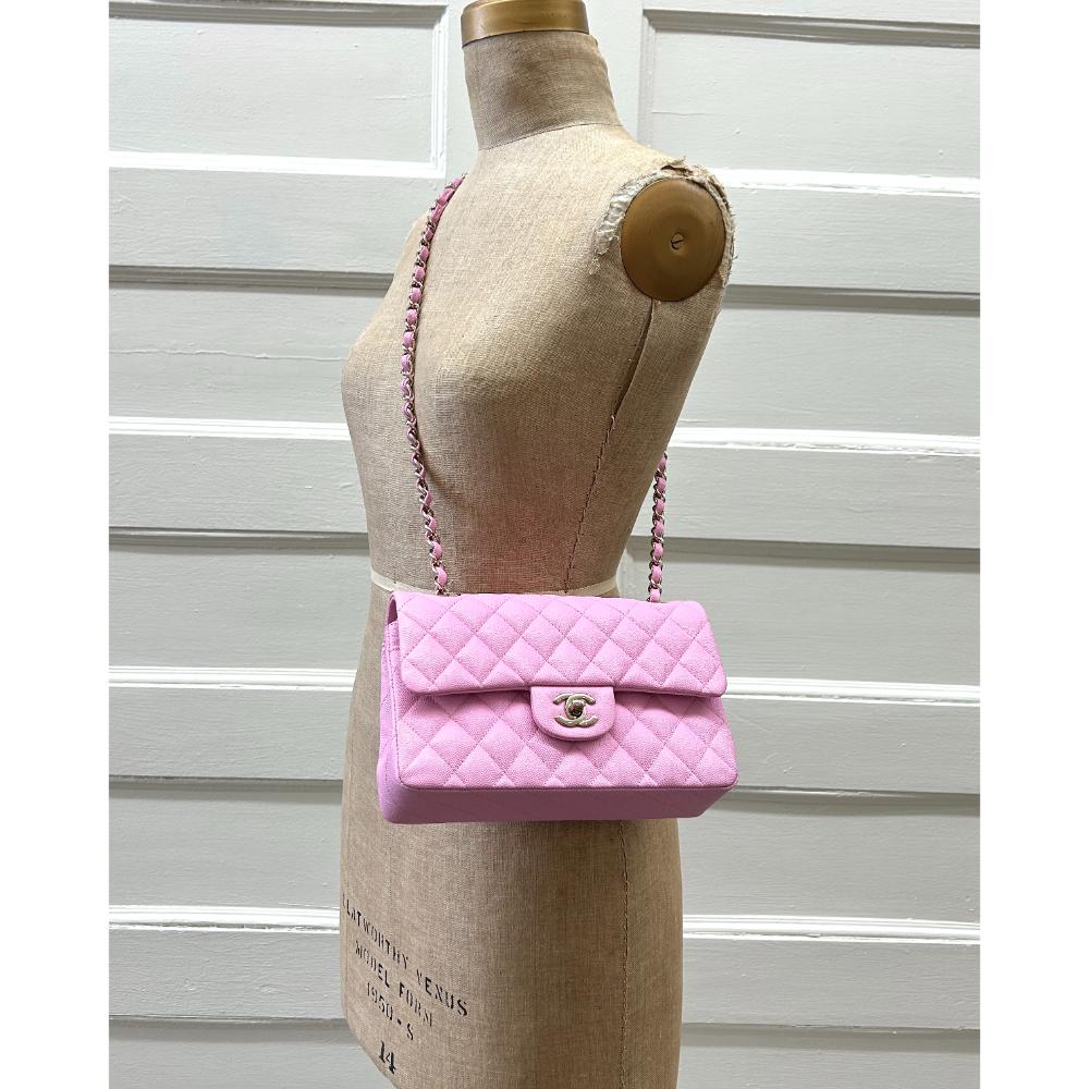 Chanel Small Classic Flap bag in light pink caviar leather