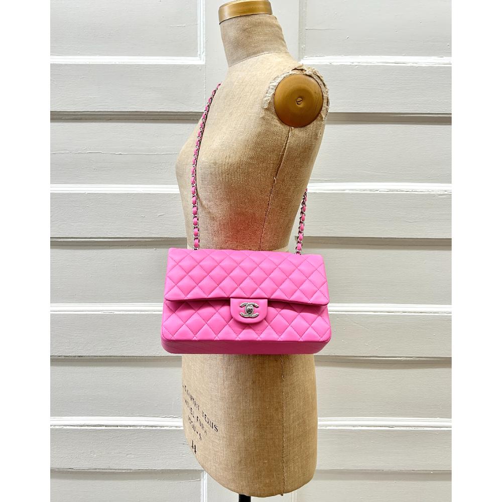 Chanel 2021 Medium Classic Flap bag in bubblegum pink lambskin