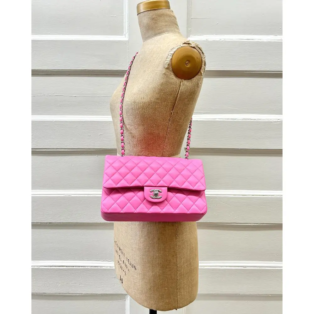 Chanel 2021 Medium Classic Flap bag in bubblegum pink lambskin