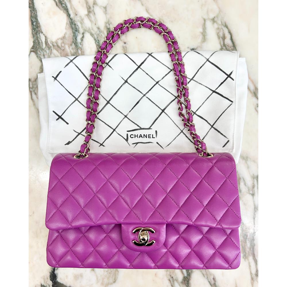 Chanel 2020 Medium Classic Flap bag in magenta lambskin