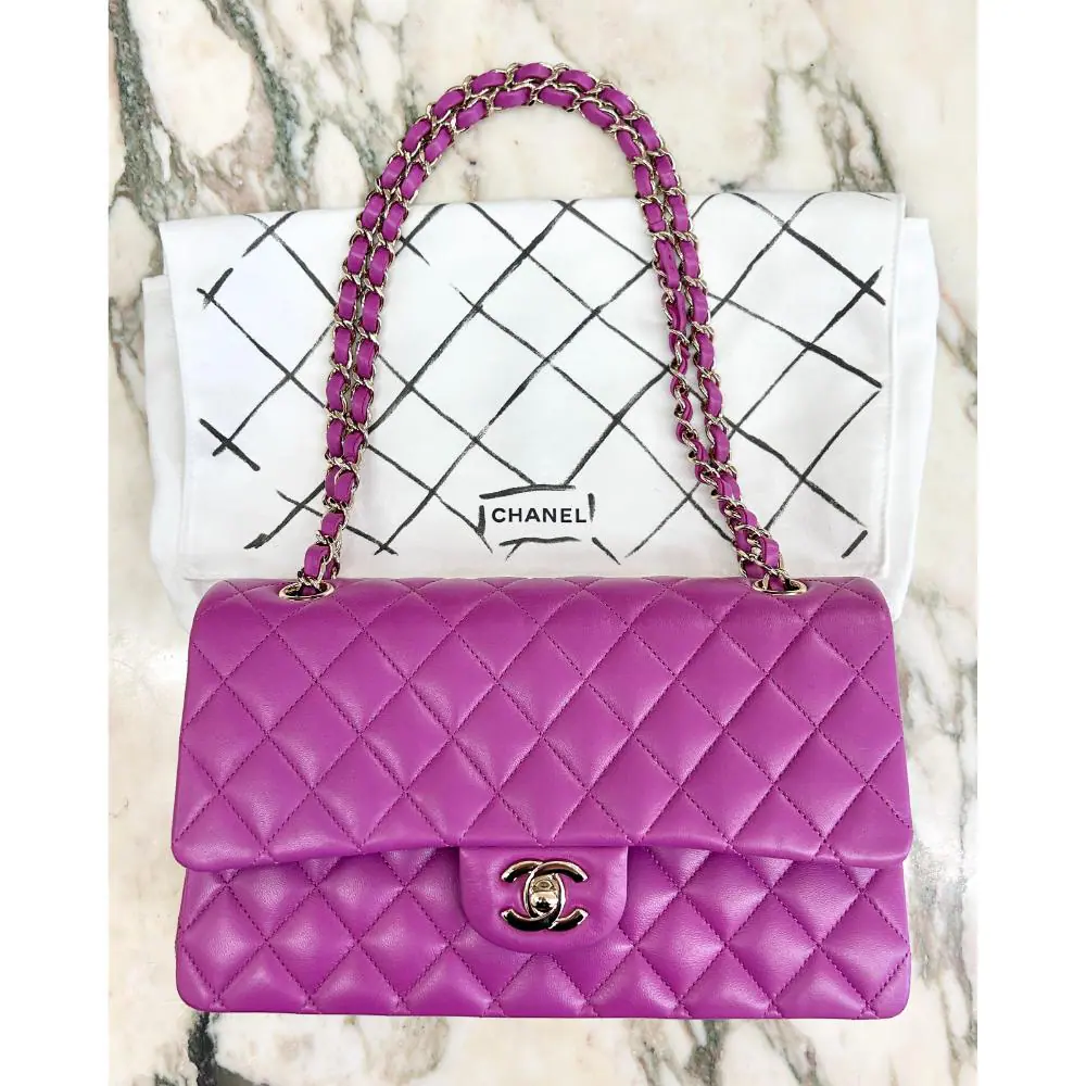 Chanel 2020 Medium Classic Flap bag in magenta lambskin