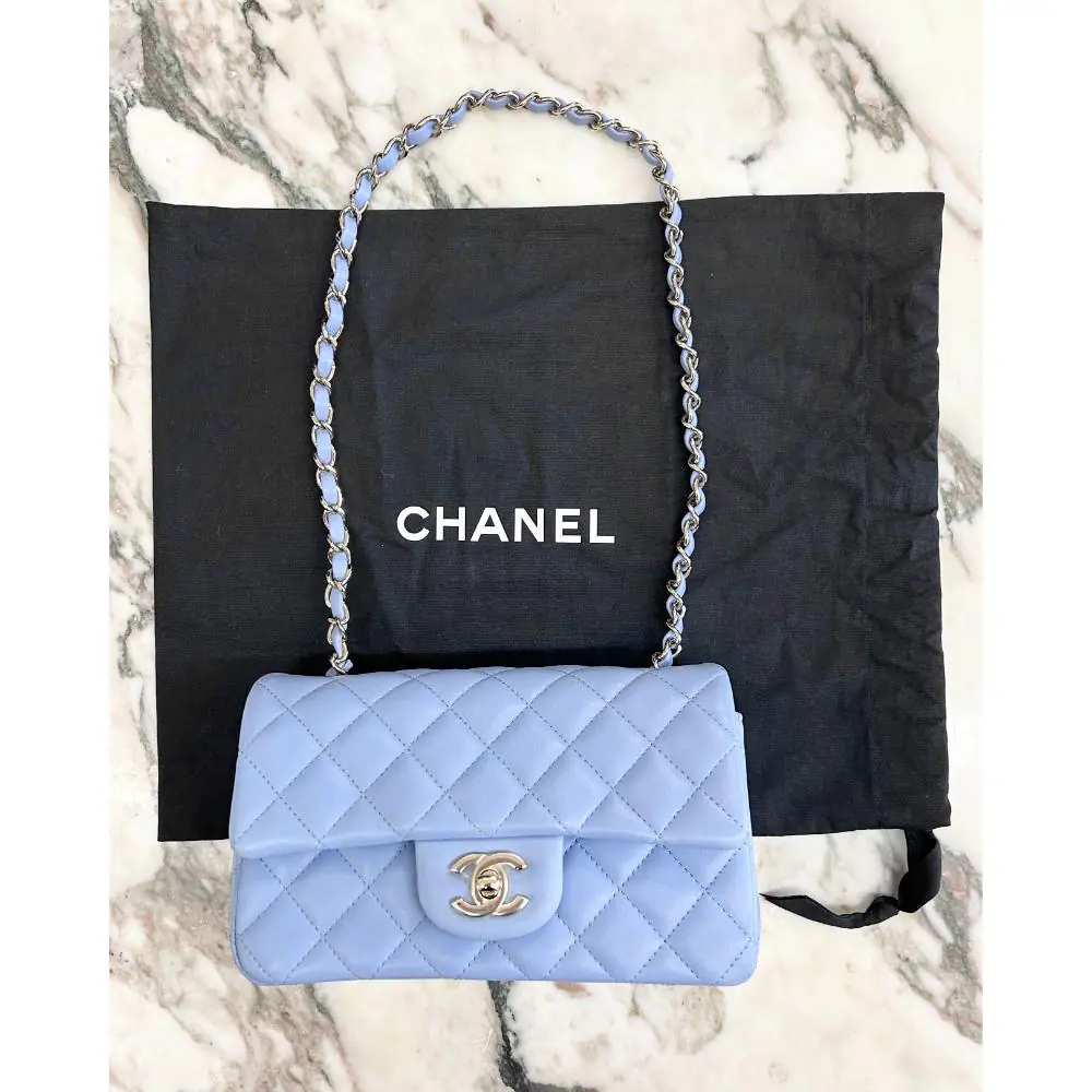 Chanel 2020 Mini Classic Flap bag in periwinkle lambskin