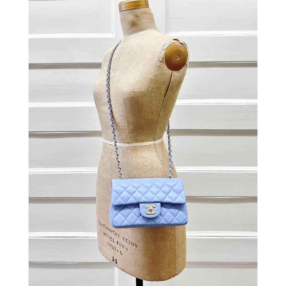 Chanel 2020 Mini Classic Flap bag in periwinkle lambskin