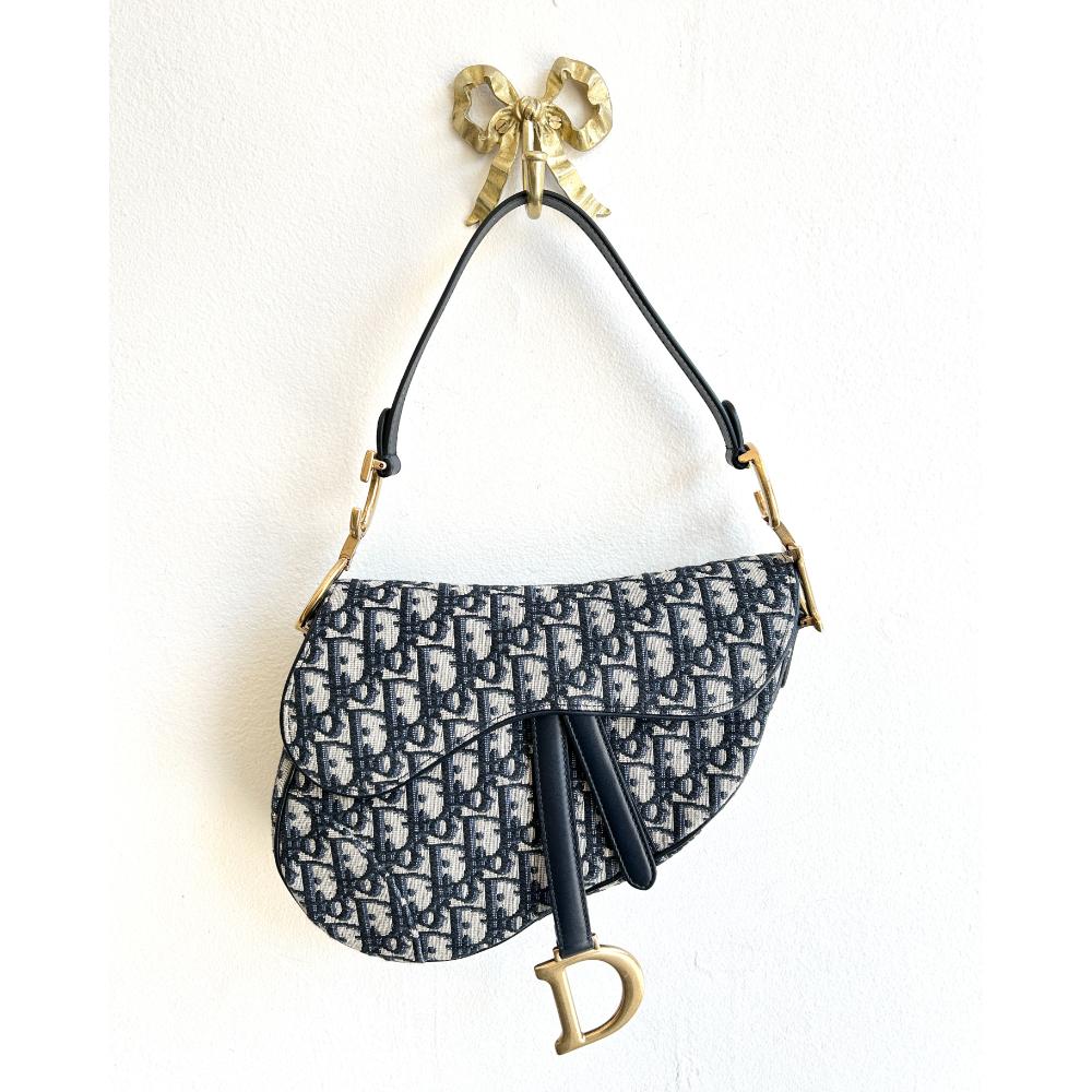 Dior Saddle bag in navy/beige Oblique canvas