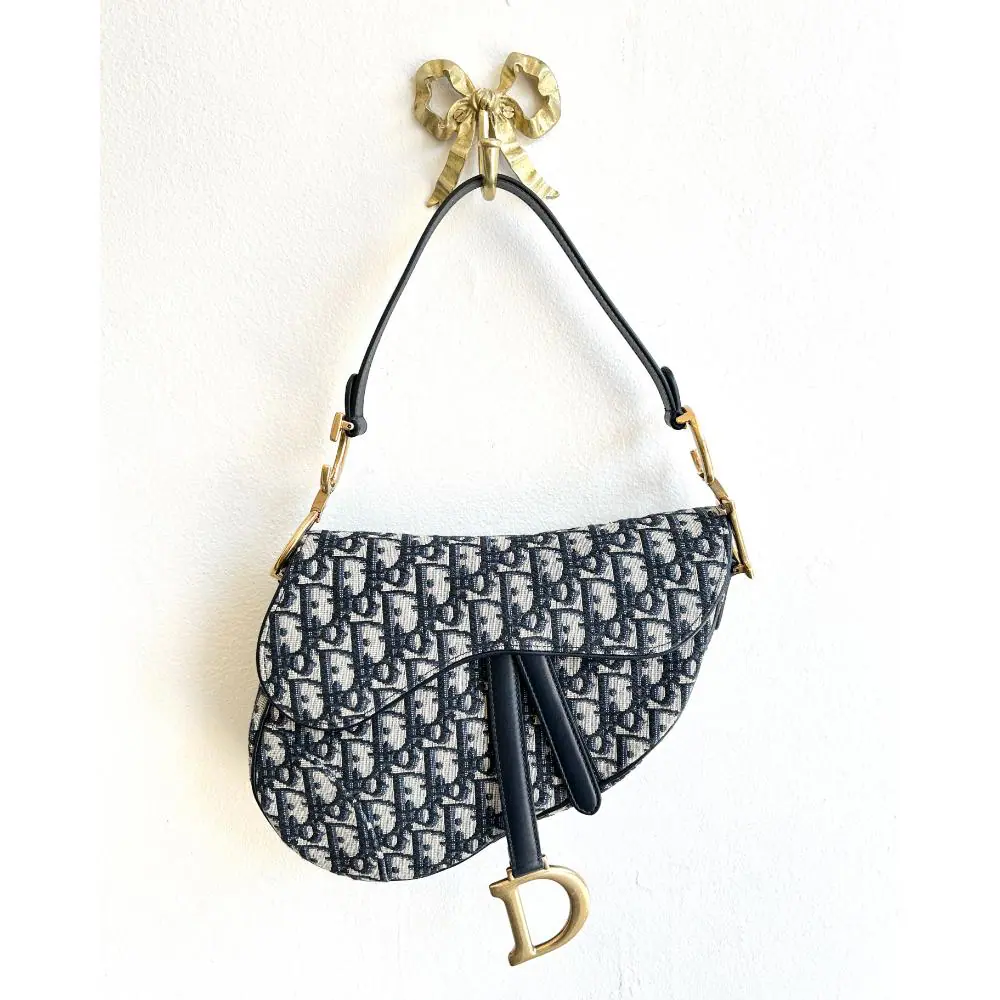 Dior Saddle bag in navy/beige Oblique canvas