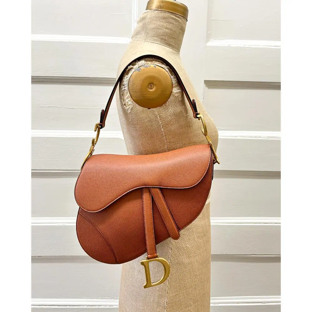 Dior Saddle bag in cognac grained leather