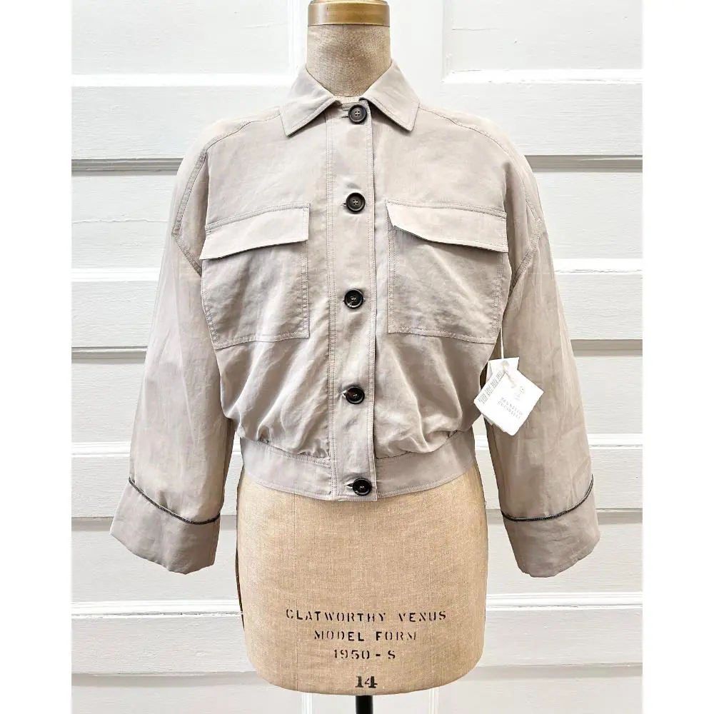 Brunello Cucinelli Monili embellished cotton jacket
