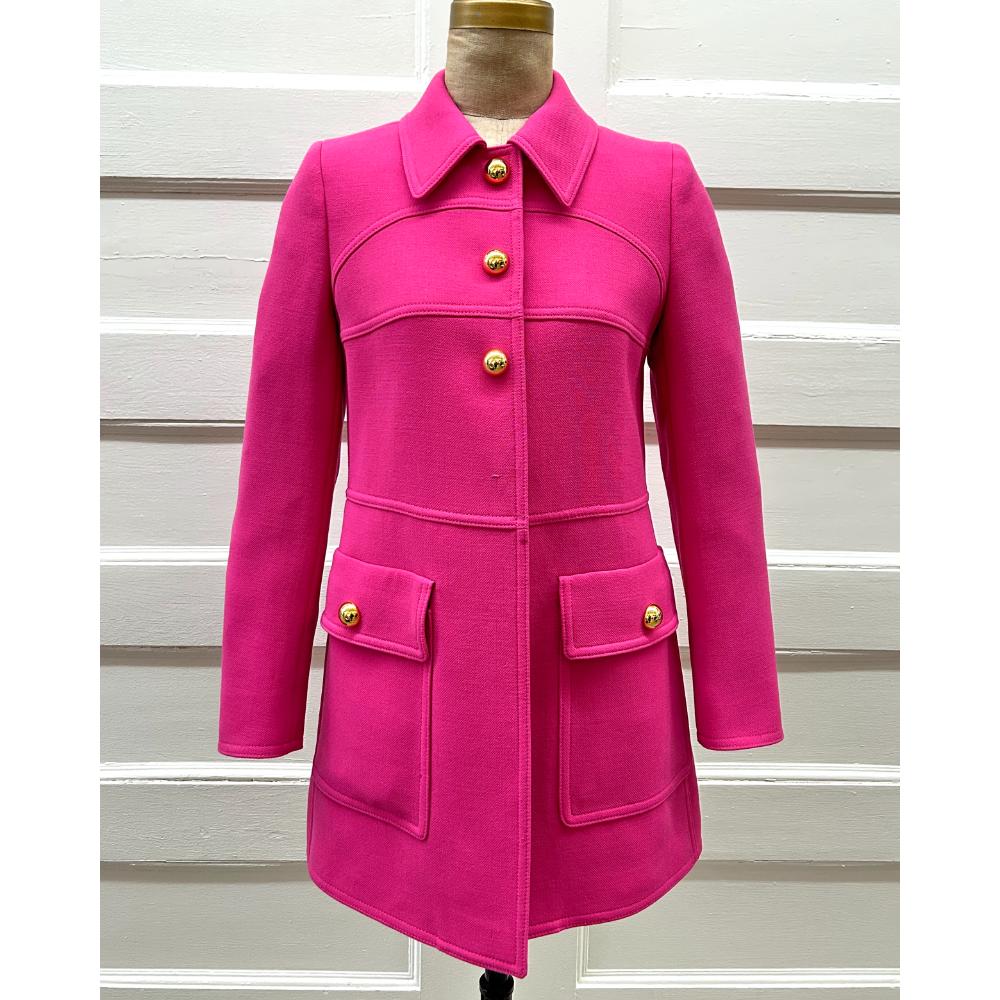 Prada pink wool coat w/ gold buttons