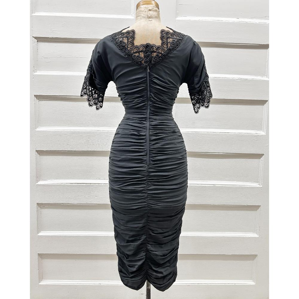 Dolce & Gabbana black silk chiffon ruched dress