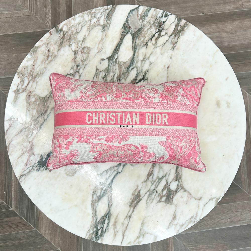 Dior rectangular pillow in pink Toile de Jouy
