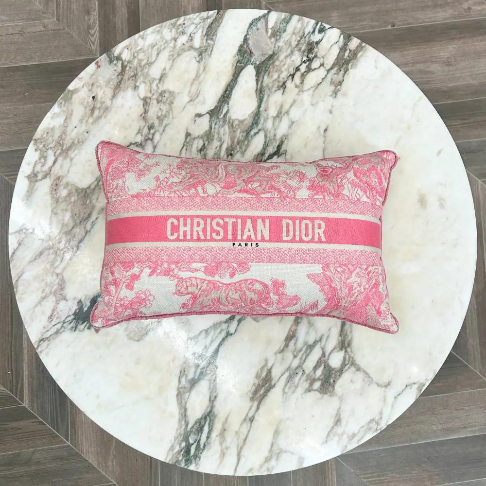 Dior rectangular pillow in pink Toile de Jouy