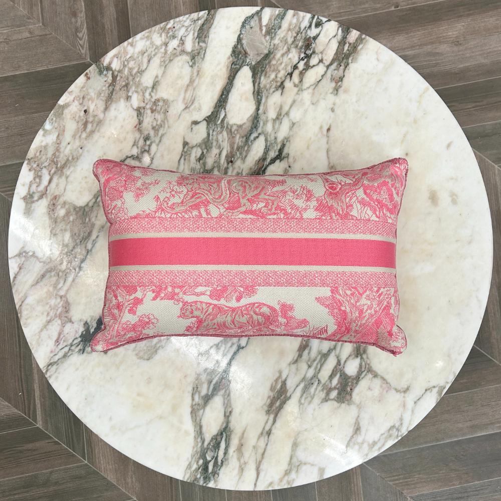 Dior rectangular pillow in pink Toile de Jouy