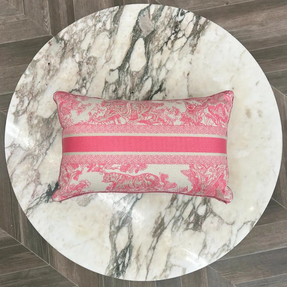 Dior rectangular pillow in pink Toile de Jouy