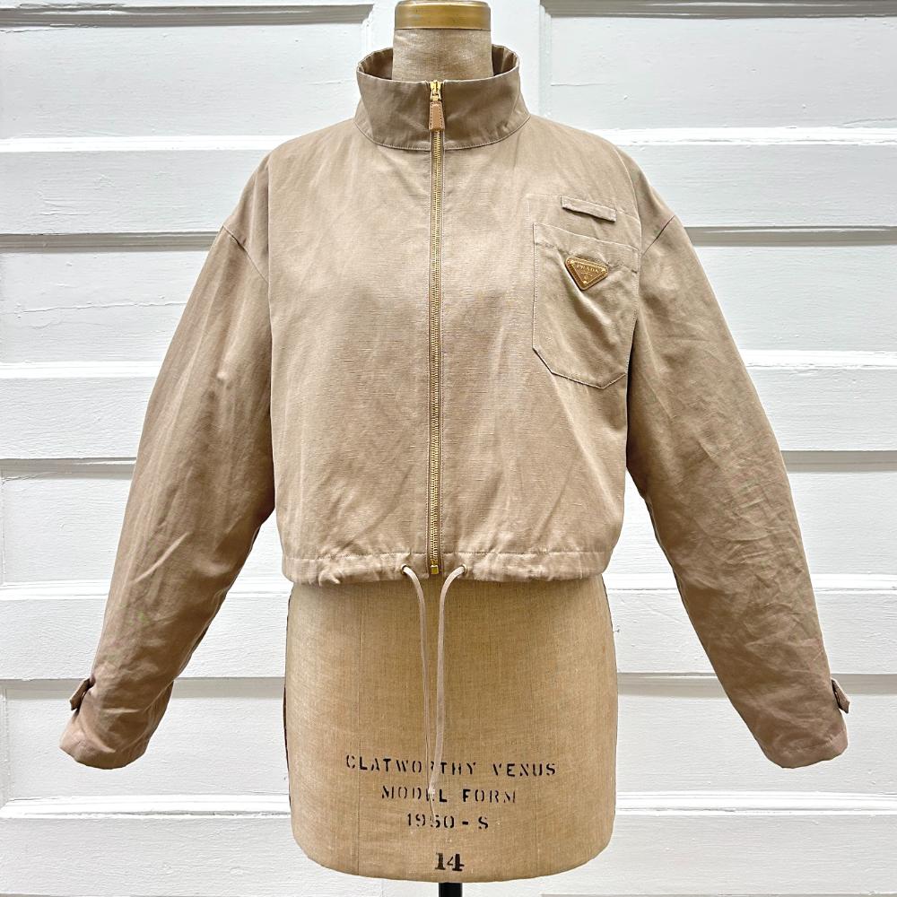 Prada Panama cotton/linen jacket in camel
