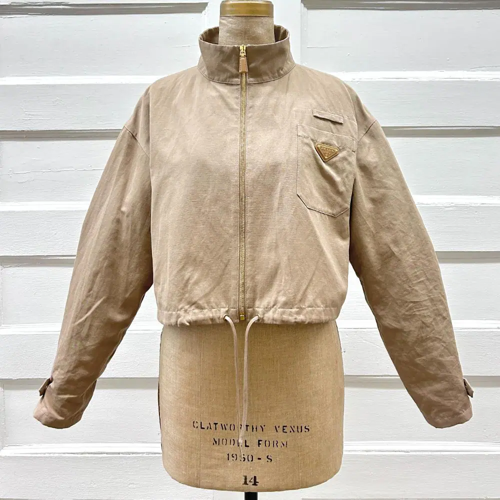 Prada Panama cotton/linen jacket in camel