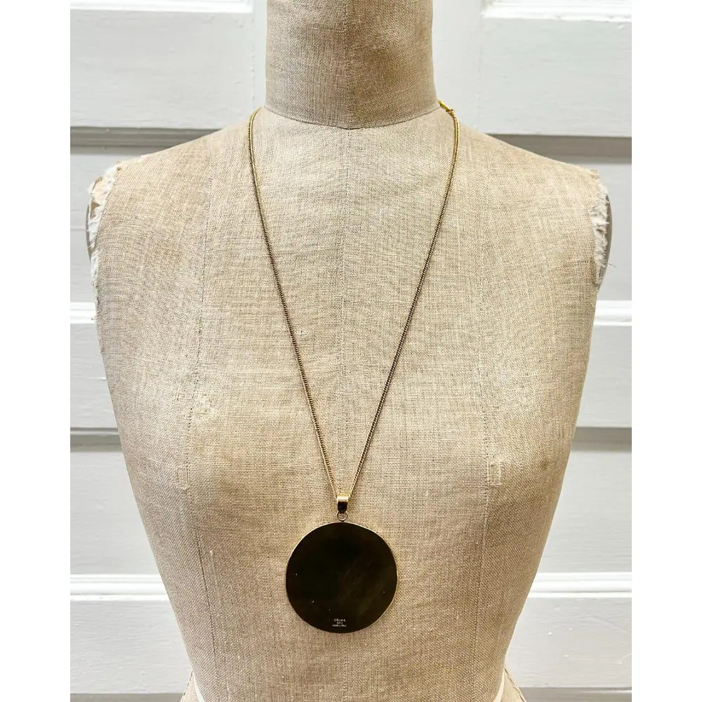 Celine minimalist large disk pendant necklace