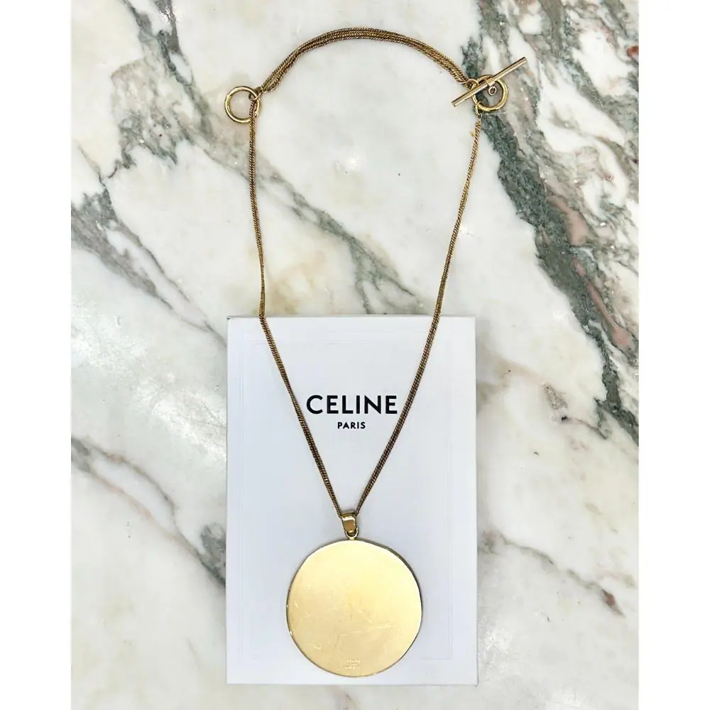 Celine minimalist large disk pendant necklace