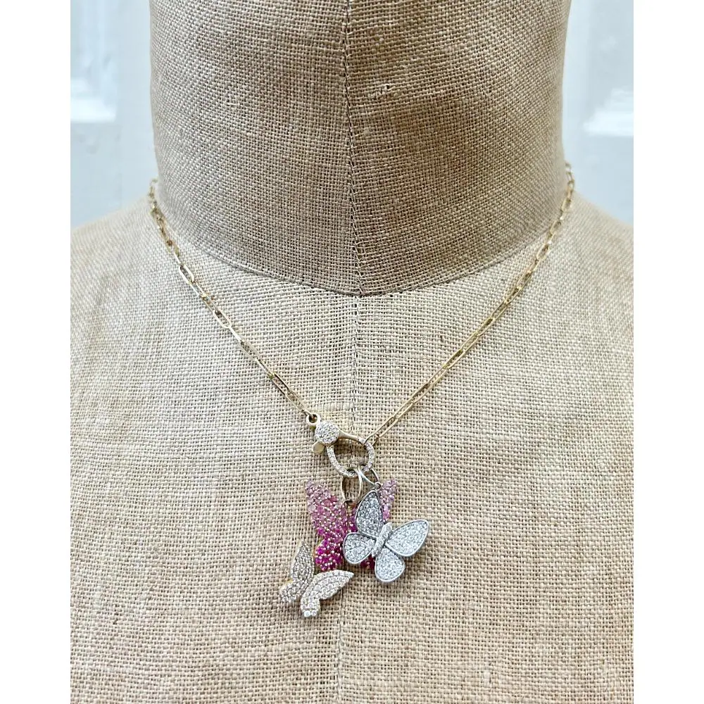 Hayley Style 14k gold, diamond and sapphire butterfly necklace