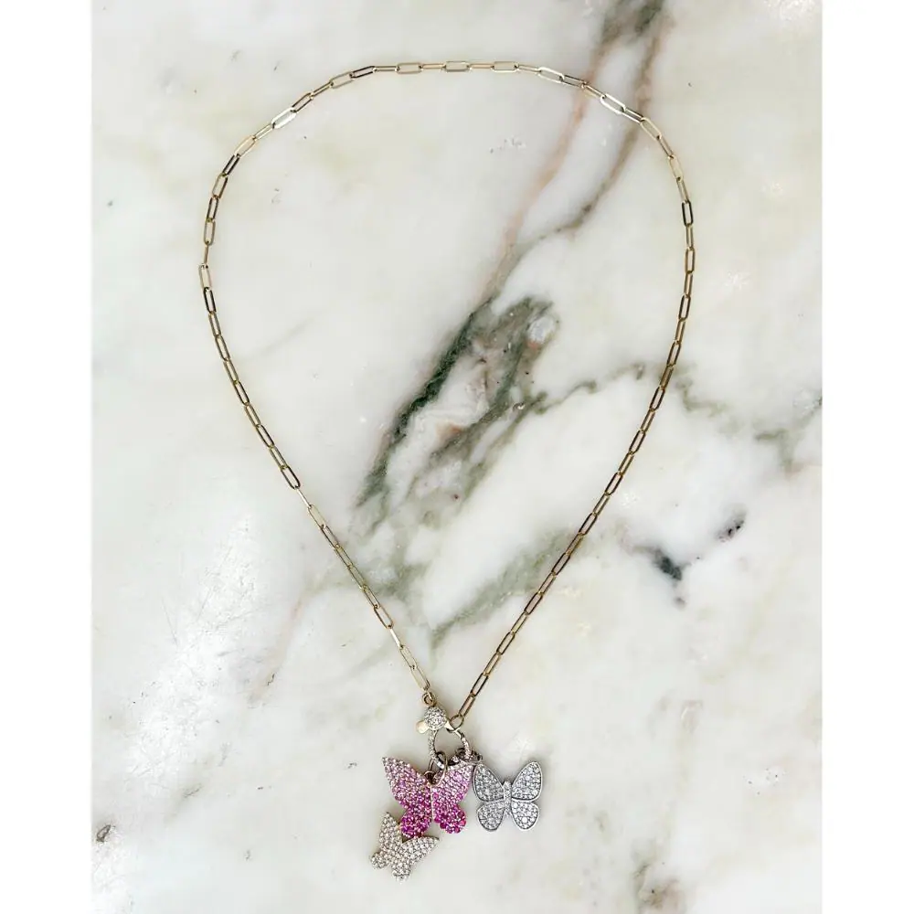 Hayley Style 14k gold, diamond and sapphire butterfly necklace