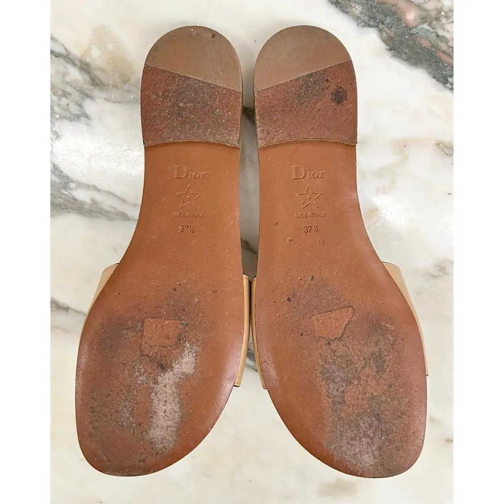 Dior D-Club leather sandals in camel brown ~ sz 37.5