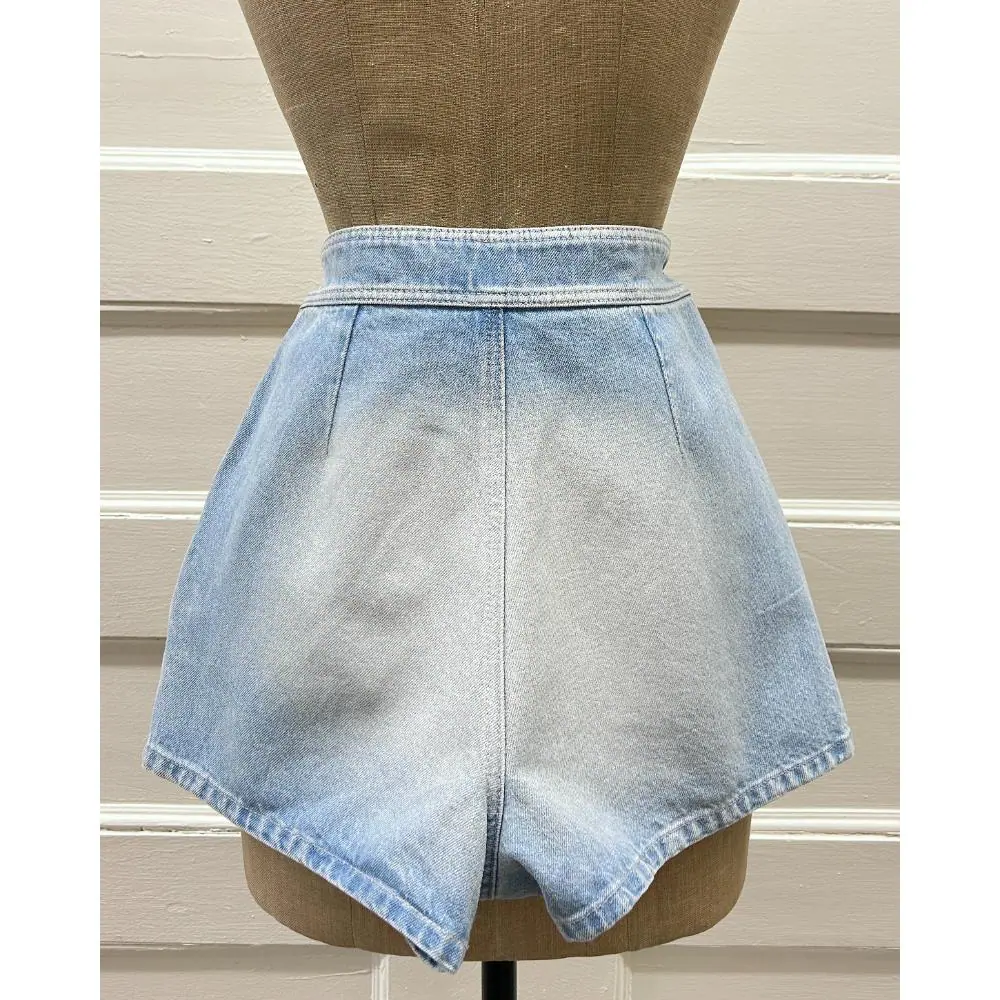 Chanel 2024 Coco Beach light denim sailor front shorts