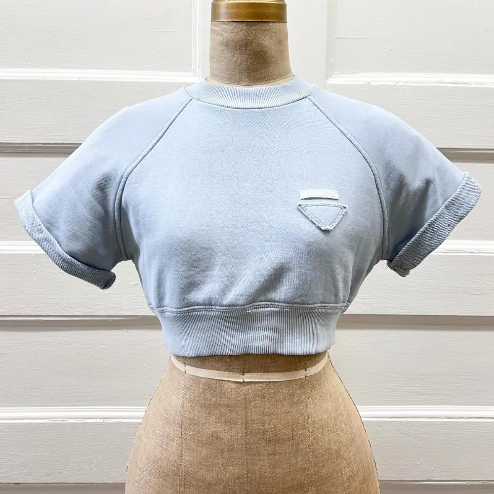 Prada powder blue cotton cropped shirt