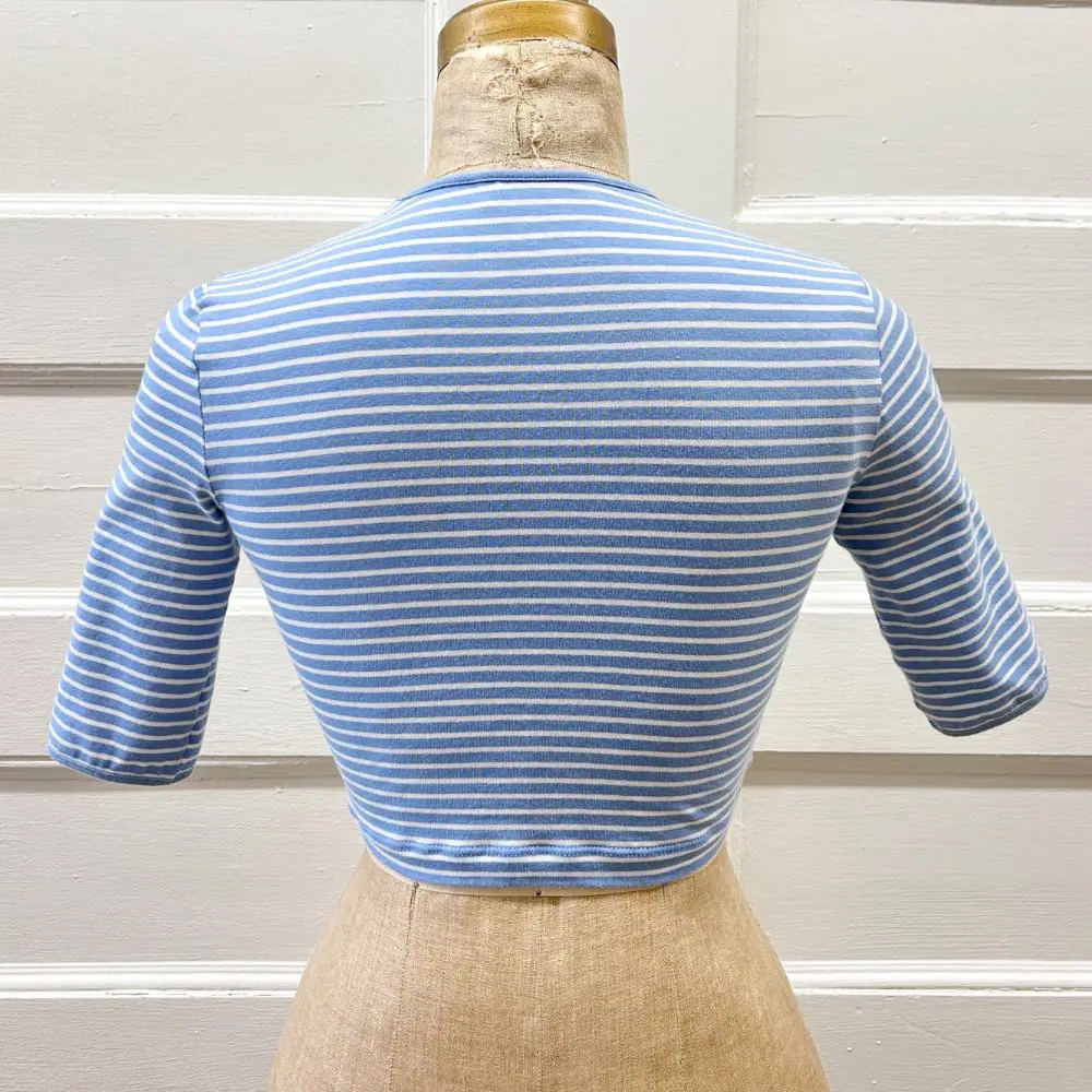 Prada blue & white striped crop top