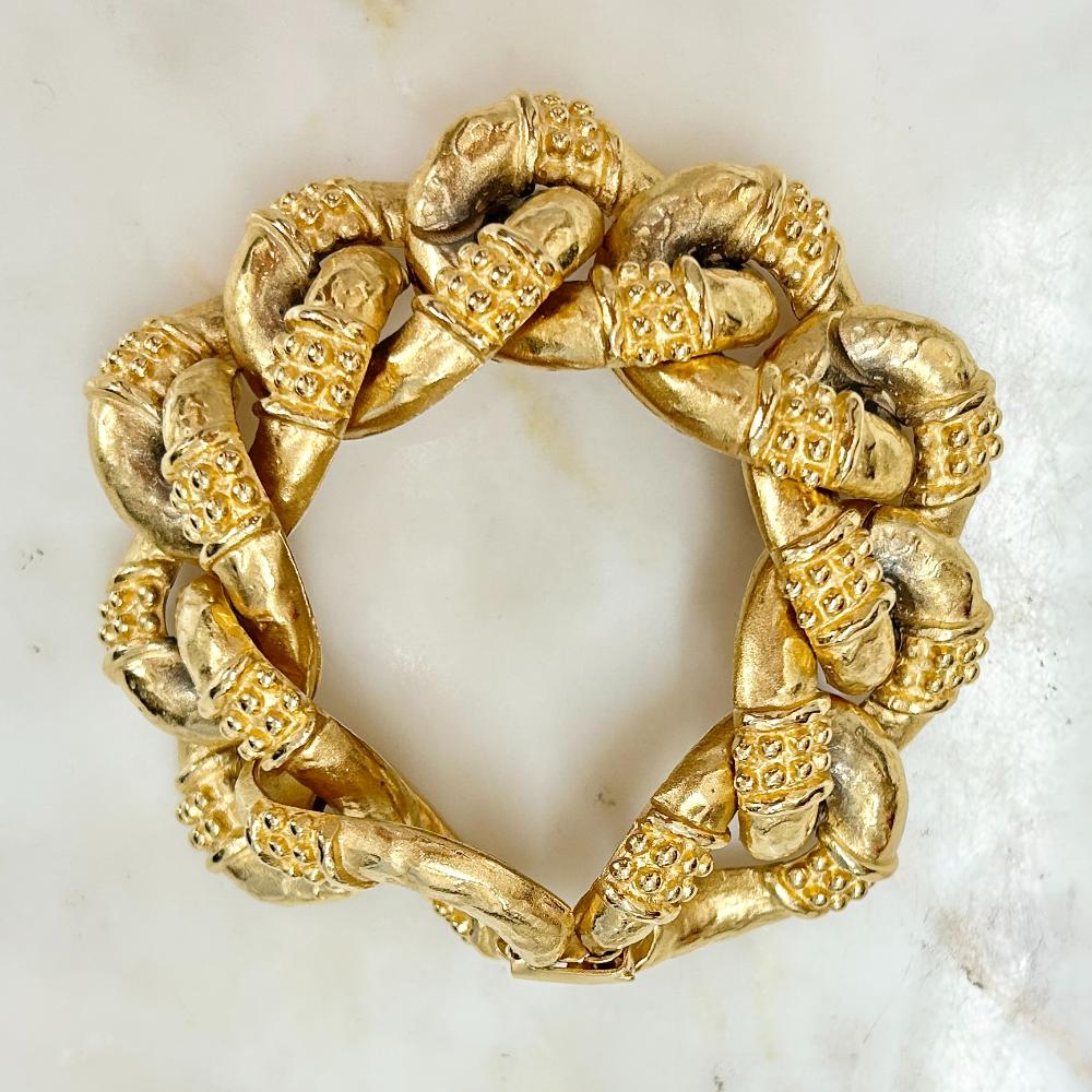 Givenchy 1980's gold textured chain link bracelet