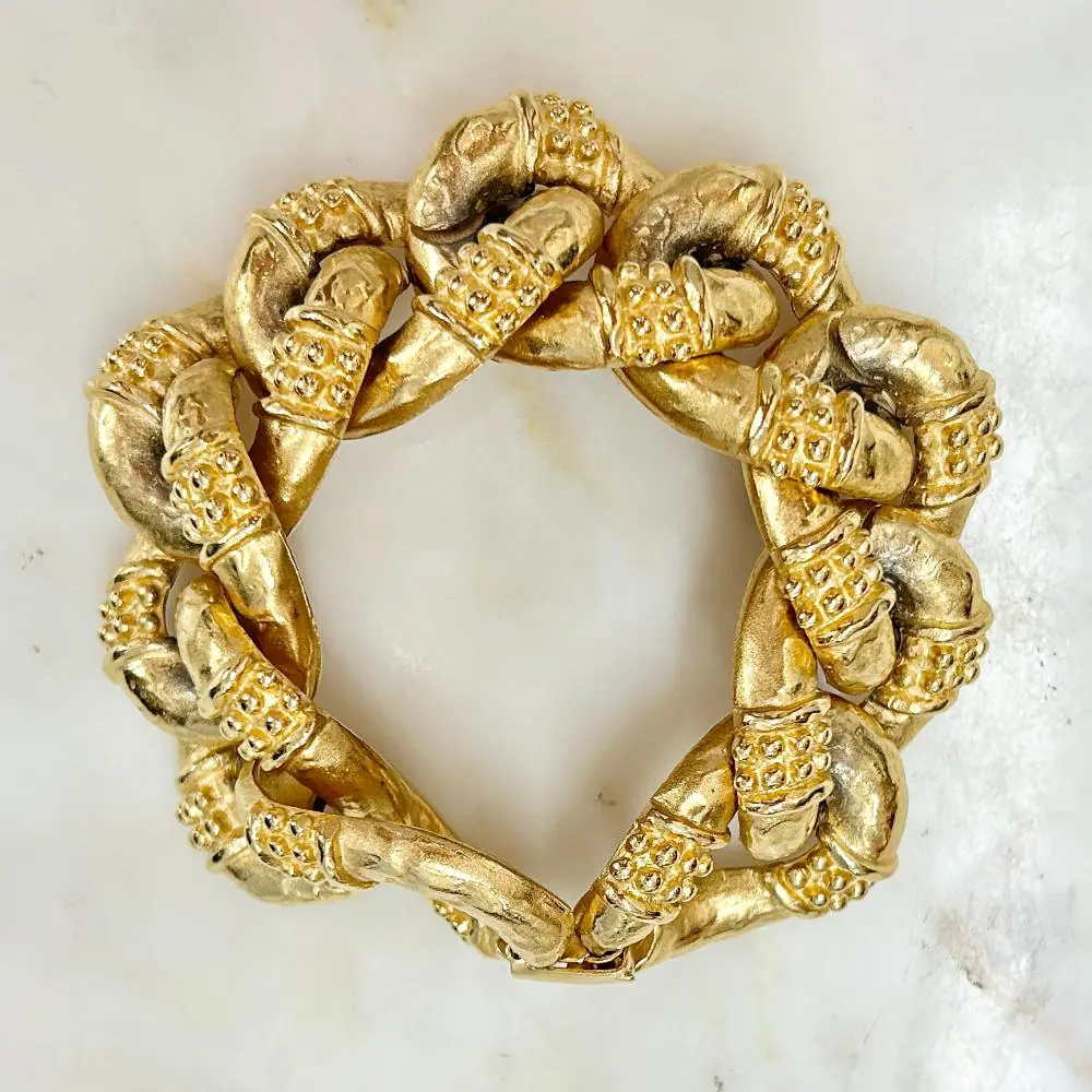 Givenchy 1980's gold textured chain link bracelet