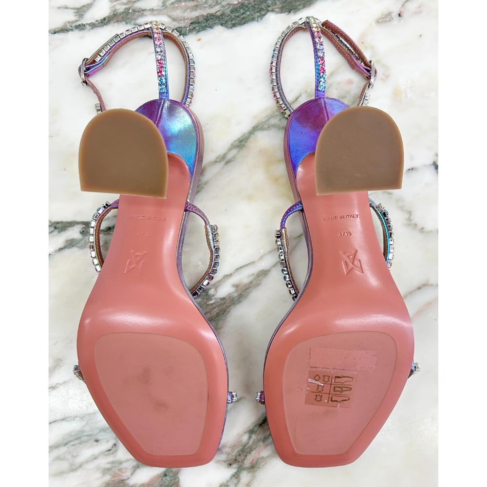 Amina Muaddi Gilda crystal rainbow heels ~ sz 37.5