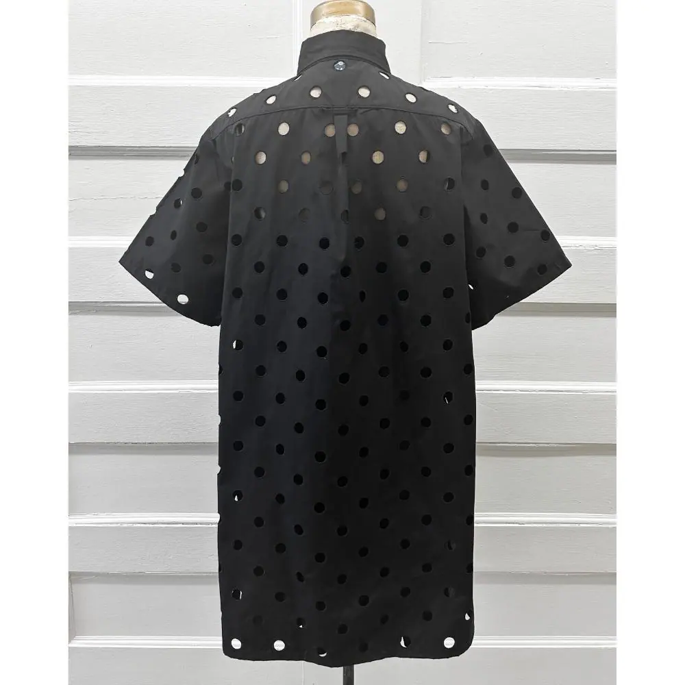 Prada black cut out polka dot shirt dress & ruffle slip