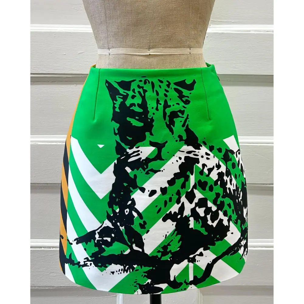 Dior colour block leopard print mini skirt